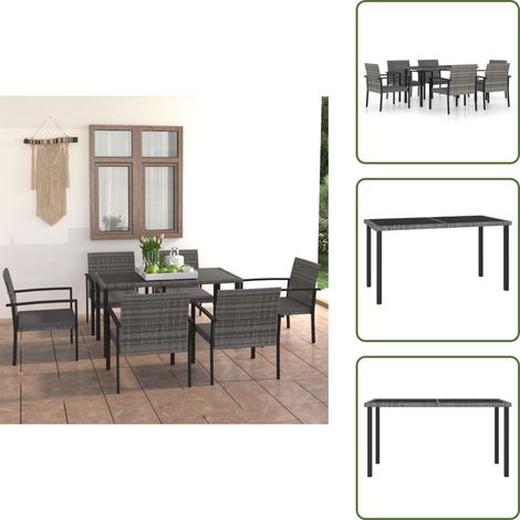 Ratán sintético - vidaXL Juego de comedor para jardín 7 piezas ratán sintético gris - Muebles de exterior