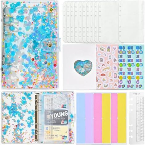 Classeur A6 Budget Enveloppe PVC  Planner Portfolio A6 Pochette Budget  Classeurs à Anneaux pour Voyage Agenda Maison (b CLASSEUR (1/5)