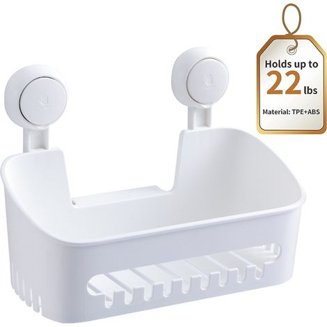 Panier À Ventouse D'Étagère De Douche, Boîte De Rangement Puissante Amovible Pouvant Contenir Jusqu'À 22 Lb, Rangement De Douche Étanche (1/5)