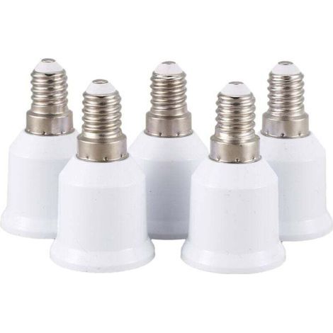 Adattatore convertitore da E14 a E27 per lampadine LED, set da 5 pezzi, bianco (1/4)