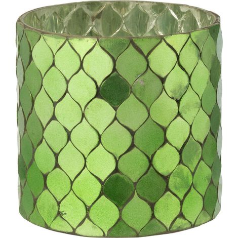 Photophore Mosaïque en Verre "Pop" 12cm Vert