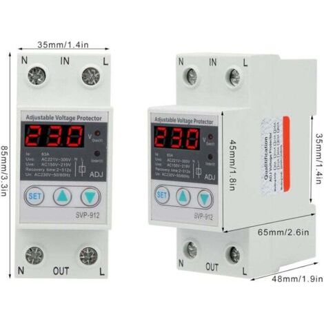 NALOOKAMIC Régulateur De Tension 230v, Contre Les Surtensions Relais De Protection De Récupération Réglable Voltmètre Svp-912(63a) (1/3)