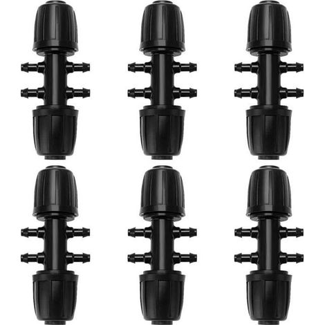 Online Store - Noir 6 Pièces 13/16 mm à 4/7 mm Connecteur de Tuyau en T Barbelé, 6-Voies Raccord de Tuyau D'Irrigation, Connecteur d'Irrigation (1/5)