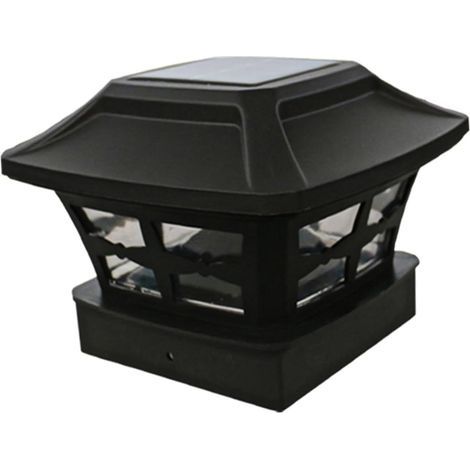 Lampe Solaire Pilier Extérieure Étanche, Lumière Blanc Jaune, Plastique Noir, Éclairage Jardin Solide, Énergie Renouvelable, Usage Extérieur et Clôture (1/5)