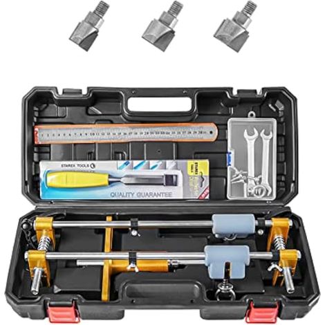 Encoche de porte en bois, perforatrice, fente de cadre de porte, kit d'ouverture de trou de serrure, couvercle en silicone résistant à la poussière et aux chocs, échelle de marquage laser (3 têtes de (1/5)