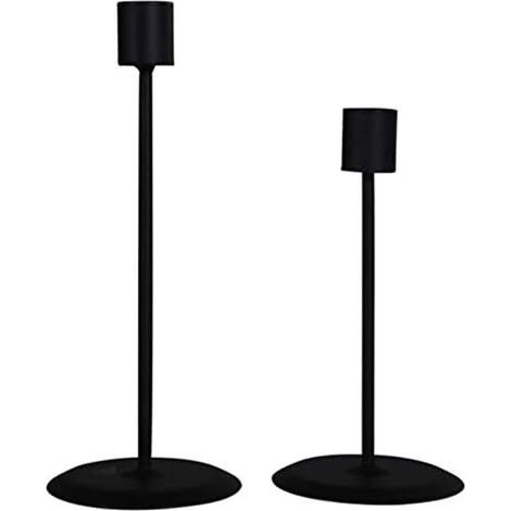 Bougeoirs - Bougeoirs de table romantiques - Idéaux pour les mariages, anniversaires, fêtes, décoration intérieure et de bar - Noirs (1/5)