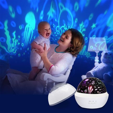 Filiyano – lampe ciel étoilé en – Petite lampe ciel étoilé en forme de boule, projet étoile et lune rotatives colorées (1/4)
