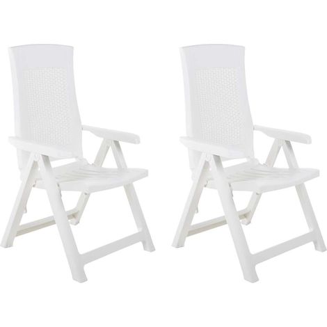 Chaises inclinables de jardin-Chaise de terrasse-Chaise d'extérieur lot de 2 Plastique Blanc 230348 (1/5)