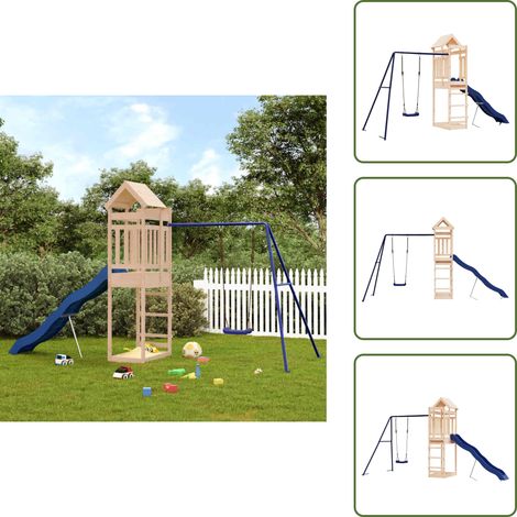 Juego de columpios - vidaXL Parque infantil de exterior madera maciza de pino - Tobogán para niños