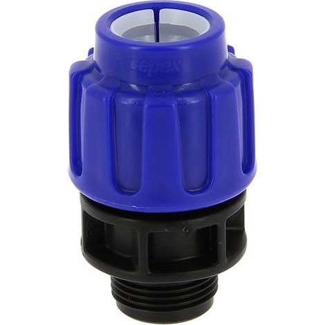 Raccord compression mâle 25mm – Filetage 1' (26x34) – Pression 10 bars – Polypropylène haute résistance pour canalisations d'eau potable