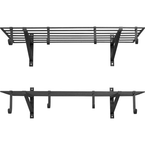 Mophorn 2er-Set Garagenregale 1219x615x305 mm zur Werkzeugaufbewahrung, Belastbarkeit von 118 kg pro Ebene, Wandhalterung mit Haken, Metallregale für Werkzeuge und Zubehör