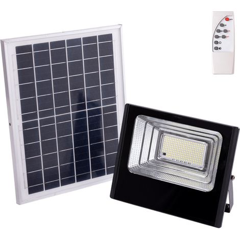 Projecteur solaire LED 100 W 4000 K Panneau : 6 V/12 W Batterie : 3,2 V/8 000 mAh Télécommande [HO-SOLARFL-100W-01-W]