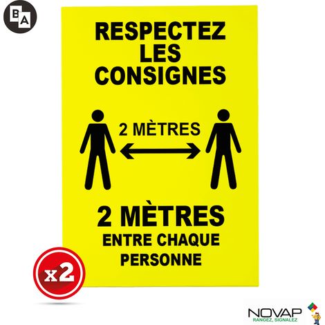 Lot de 2 plaques modulable jaune fluo - Respectez les consignes - 2 mètres - 4281049 (1/2)