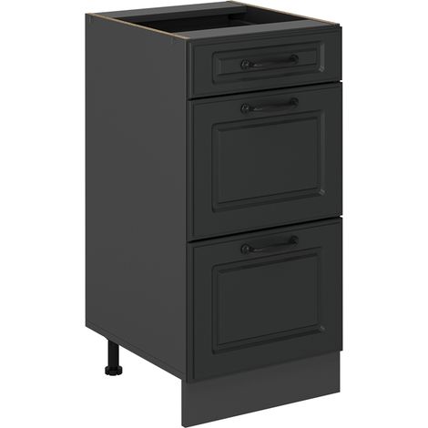 Küchenunterschrank R-Line, Anthrazit Landhaus, 40 cm mit Schubladen, ohne Arbeitsplatte, Vicco