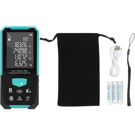 Laser-Entfernungsmesser, 120 m Reichweite, IP54, 2,4-Zoll-Display mit Hintergrundbeleuchtung, USB-aufladbar, Distanz- und Winkelmessung