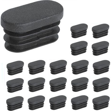 100 tapones de plástico de 15x30 mm para tubos de patas de muebles, tapones ovalados para patas de sillas, tapones de plástico para tubos ovalados. (1/4)