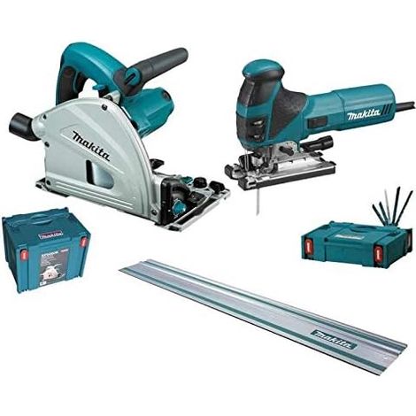 Makita – Scie plongeante SP 6000 J 1300W – Scie pendulaire 4351 FCTJ 720W – Kit avec rail de guidage et lames pour bois dur (1/4)