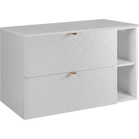 Mobile da bagno, Bianco Opaco, 100 x 57 x 46 cm, Maniglie Dorate (1/5)