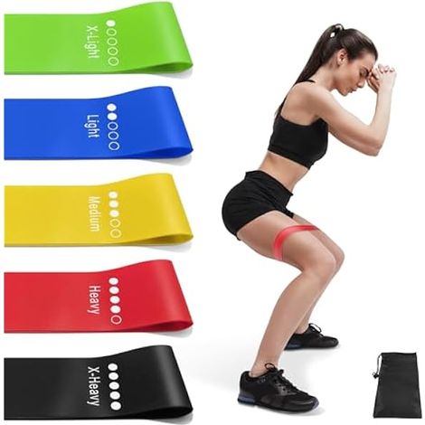 Bandes De Resistance - 5 Niveaux De Resistance - En Caoutchouc Naturel - Pour Fitness, Yoga, Renforcement Musculaire Et Rehabilitation - Lot De 5 (1/3)