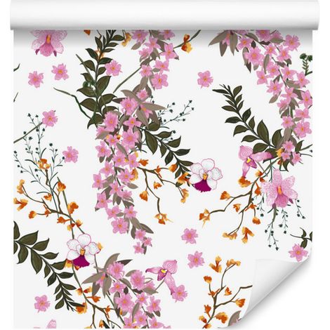 Papel pintado de flores silvestres en flor para salón y dormitorio, 50x1000 cm. (1/5)