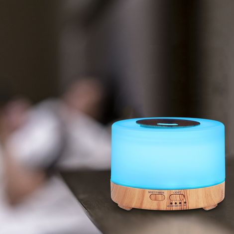 300-ml-Luftbefeuchter in Holzoptik, Aromatherapie-Luftbefeuchter, Luftbefeuchter mit integriertem Nachtlicht, Aromatherapie-Diffusor in Holzoptik, 100–240 V (britischer Standard) (1/5)