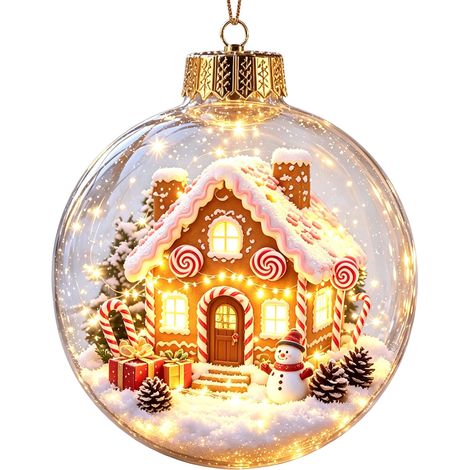 Boule de Noël lumineuse en acrylique, boule de cristal artisanale de style américain, décoration de Noël à suspendre pour la maison (1/5)