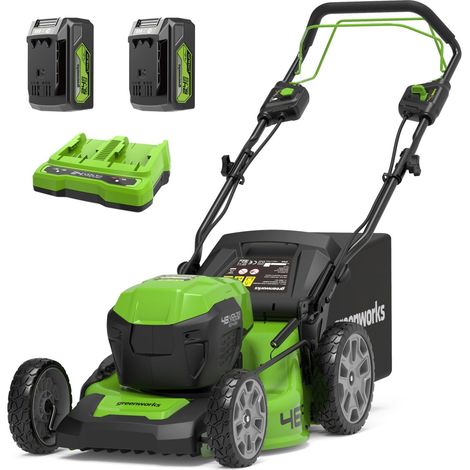 Greenworks 48V (2x24V) Tagliaerba Semovente a Batteria per Prati Fino a 480m², Ampiezza di taglio 46cm, CON Due Batterie 4Ah e Caricabatterie Doppio GD24X2LM46SPK4X (1/5)