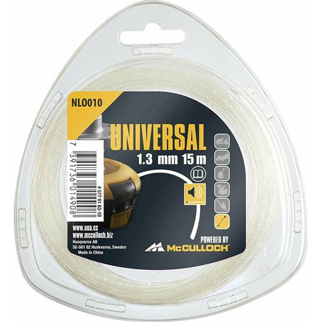 Filo Decescpugliatore 1,3 mm x 15 m Nylon Silenzioso Universale McCulloch NLO010 (1/4)