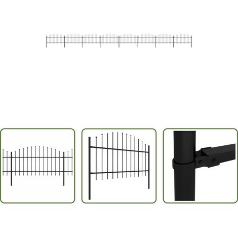 Stahlzaun - Gartenzaun mit Speerspitzen Stahl (1 - 1,25) x 13,6 m Schwarz (1/5)