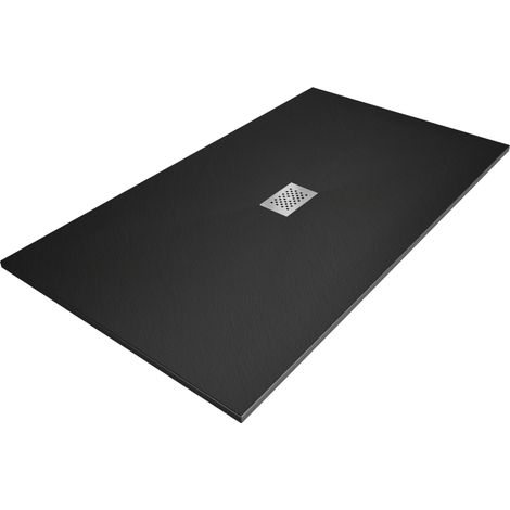 Bac de douche rectangulaire Mexen Hugo SMC 150 x 100 cm, noir, grille inox - 42701015-X (1/5)