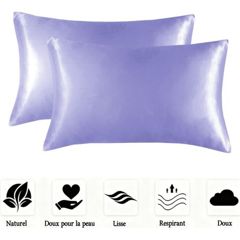 Lot de 2 taies d'oreiller en satin doux, lisses et infroissables pour homme et femme,Standard (20x26 Inch) (1/5)