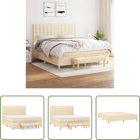 vidaXL Kopfteil - Boxspringbett mit Matratze Creme 180x200 cm Stoff (1/5)