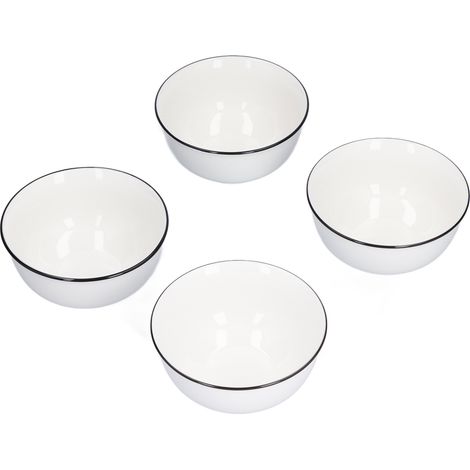 4er-Set 15 cm Suppenschüsseln, weiße Keramik-Nudelschüsseln, umweltfreundliche Reisschüsseln für Küche und Restaurant (1/5)