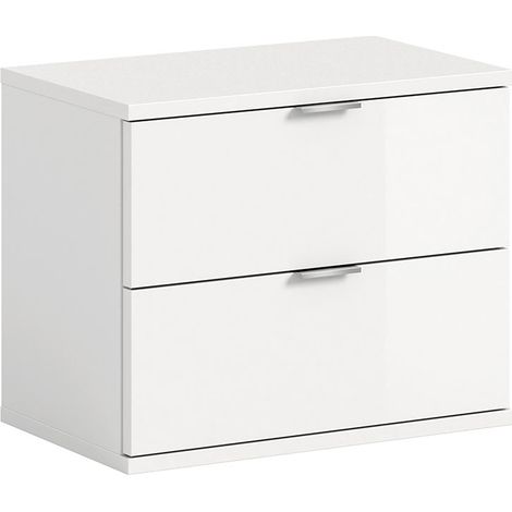 ProjektX Schuhschrank Bank 2 Schubladen weiß Hochglanz.