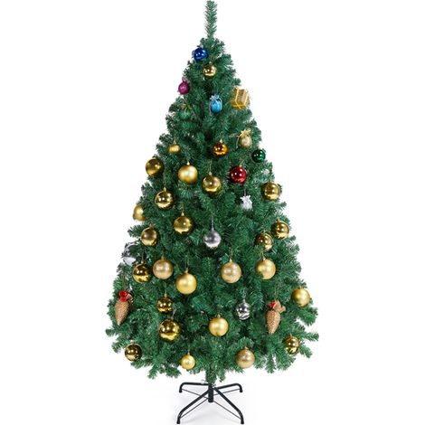 Yaheetech Albero di Natale 183 cm Artificiale Folto Alberi Effetto Realistico con Supporto in Metallo Pieghevole Portatile Decorazione Natalizia per Casa Negozio Verde (1/5)