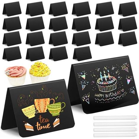 Mini tableau sur chevalet - effaçable en V - 100 x 75 mm - mini ardoises - panneaux de prix - panneau de prix vitrine - panneau noir - 28 pièces (1/5)