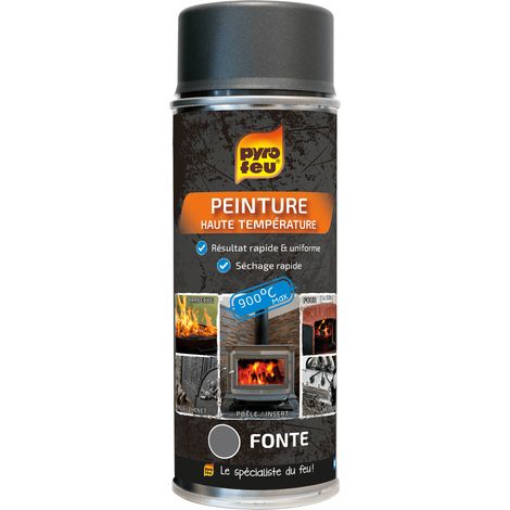 Peinture thermique 900° aérosol 400 ml – Antirouille et primaire pour métal – Application en espaces confinés – Résistance jusqu'à 900° – Pyrofeu