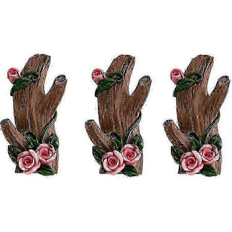 Trois crochets muraux en résine ornés d'un joli motif de branches et de fleurs, parfaits pour suspendre manteaux, sacs et chapeaux un porte-manteau mural décoratif. (1/5)
