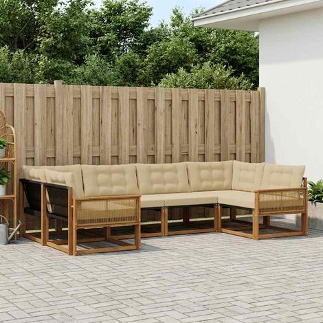 vidaXL Outdoor-Sofagarnitur mit Kissen 6 pcs Natur und Beige (1/5)