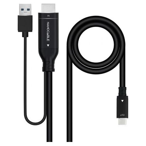 Cable DisplayPort Nanocable 10.15.4354/ DisplayPort Macho - USB Macho/ USB Tipo-C Macho/ 1.8m/ Negro