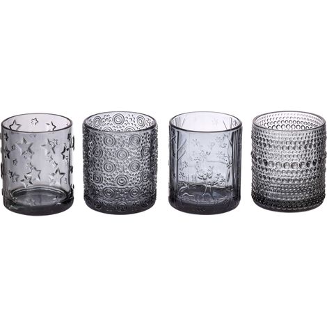 ARPIMEX Vasetto Portacandela Natale D 8,8 Cm H 10 Cm Ass. Vetro Grigio 1 Pz
