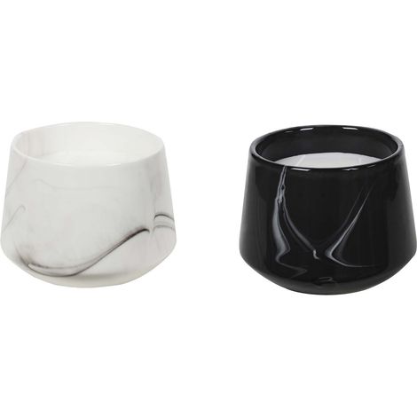 Bougie parfumée pot en dolomite effet marbre (Lot de 2) 10,5 x 13,5 cm