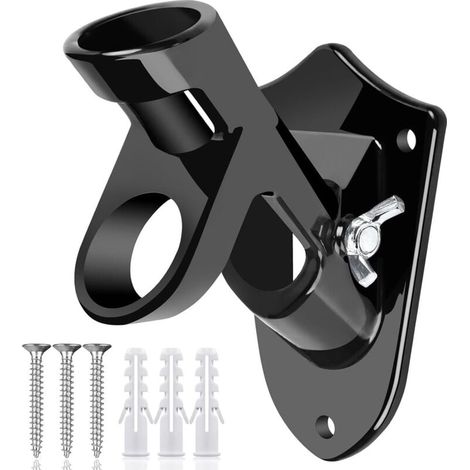 Flagpole holder - aluminum - 25 mm - with plug - national flagpole holder - black - flagpole for wall mounting YMYNY