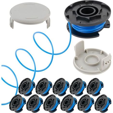 Bobine Fil Coupe Bordure pour Ryobi 18v 24v 40v Bobine de Rechange 0,065 Pouce,Compatible avec Ryobi One + AC14RL3A, Coupe-Fil sans Fil Line 11ft-12 Bobines + 2 Capuchons de Coupe (1/5)