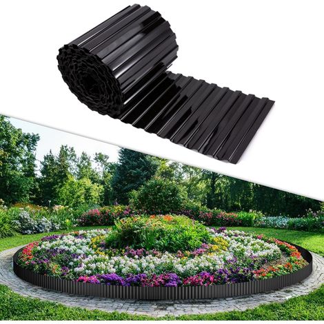 Bordure de jardin 9 m x 15 cm, flexible, ondulée, noire (1/5)