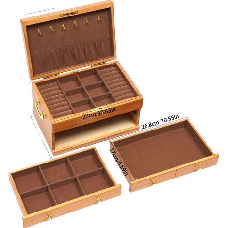 Organizador de joyas, estilo vintage, diseño duradero, madera. (1/2)