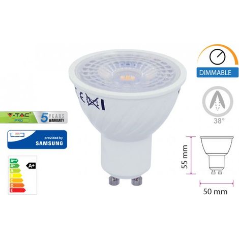 Lampada Led GU10 Dimmerabile 6W 38 Gradi 220V Bianco Caldo 3000K SKU-211956 (1/10)