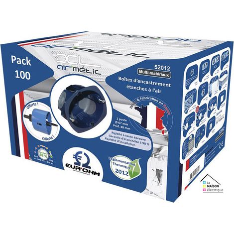 (Lot de 100) Boites d'appareillage multi matériaux - Ø67mm - Prof. 50mm + scie cloche - XL PRO