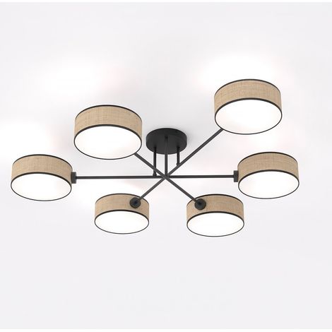 Lampada a sospensione Maga in acciaio nero e rattan