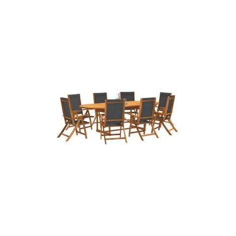 Ensemble à manger de jardin 9pcs bois d'acacia solide textilène (1/5)